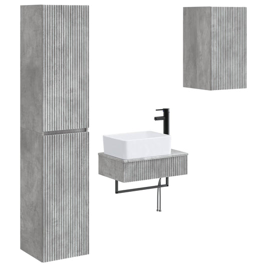 Bathroom Furniture Set 3 pcs Concrete Grey 33 x 34.5 x 160 cm Bathroom Furniture Set 3 pcs Concrete Grey 33 x 34.5 x 160 cm