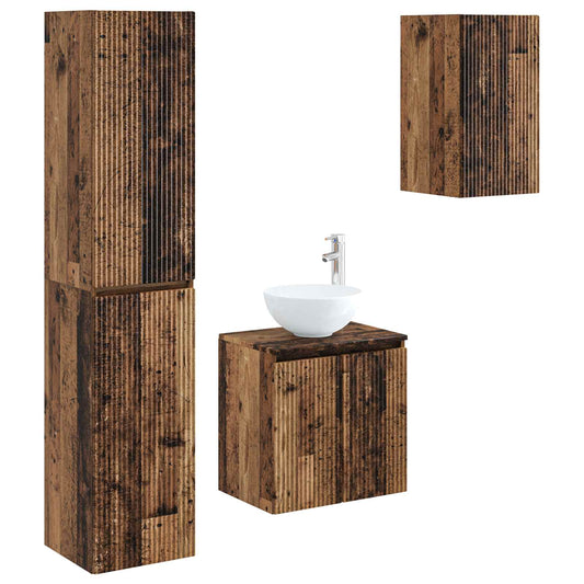 Bathroom Furniture Set 3 pcs Old Wood 33 x 34.5 x 160 cm Bathroom Furniture Set 3 pcs Old Wood 33 x 34.5 x 160 cm
