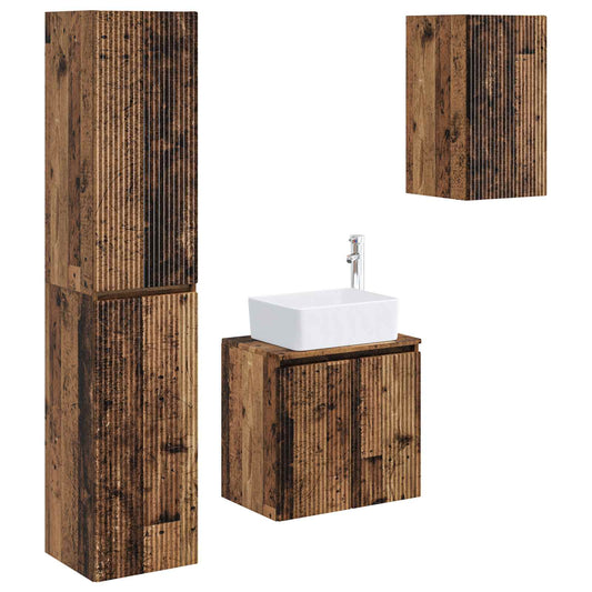Bathroom Furniture Set 3 pcs Old Wood 33 x 34.5 x 160 cm Bathroom Furniture Set 3 pcs Old Wood 33 x 34.5 x 160 cm