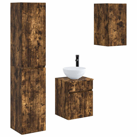 Bathroom Furniture Set 3 pcs Smoked Oak 33 x 34.5 x 160 cm Bathroom Furniture Set 3 pcs Smoked Oak 33 x 34.5 x 160 cm