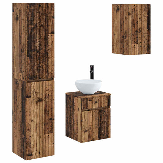 Bathroom Furniture Set 3 pcs Old Wood 33 x 34.5 x 160 cm Bathroom Furniture Set 3 pcs Old Wood 33 x 34.5 x 160 cm