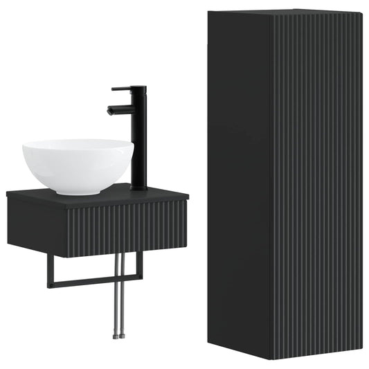Bathroom Furniture Set 2 pcs Black 33 x 34.5 x 100 cm Bathroom Furniture Set 2 pcs Black 33 x 34.5 x 100 cm
