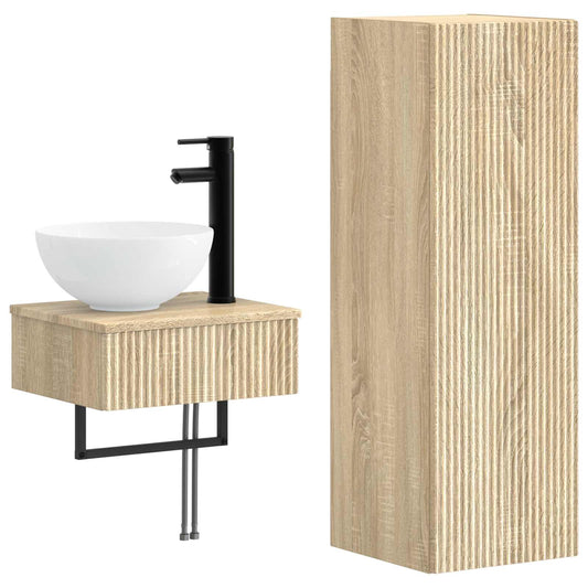 Bathroom Furniture Set 2 pcs Sonoma Oak 33 x 34.5 x 100 cm Bathroom Furniture Set 2 pcs Sonoma Oak 33 x 34.5 x 100 cm