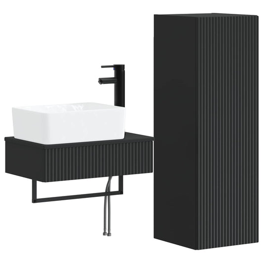 Bathroom Furniture Set 2 pcs Black 33 x 34.5 x 100 cm Bathroom Furniture Set 2 pcs Black 33 x 34.5 x 100 cm