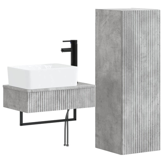 Bathroom Furniture Set 2 pcs Concrete Grey 33 x 34.5 x 100 cm Bathroom Furniture Set 2 pcs Concrete Grey 33 x 34.5 x 100 cm