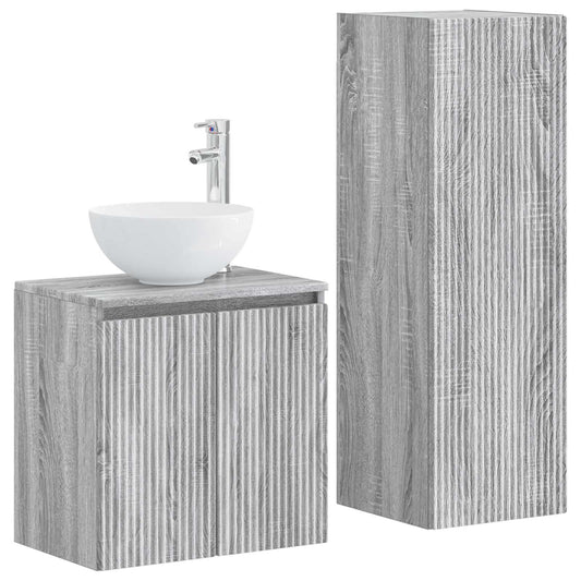 Bathroom Furniture Set 2 pcs Grey Sonoma 33 x 34.5 x 100 cm Bathroom Furniture Set 2 pcs Grey Sonoma 33 x 34.5 x 100 cm