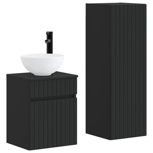 Bathroom Furniture Set 2 pcs Black 33 x 34.5 x 100 cm Bathroom Furniture Set 2 pcs Black 33 x 34.5 x 100 cm