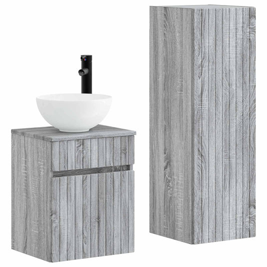 Bathroom Furniture Set 2 pcs Grey Sonoma 33 x 34.5 x 100 cm Bathroom Furniture Set 2 pcs Grey Sonoma 33 x 34.5 x 100 cm