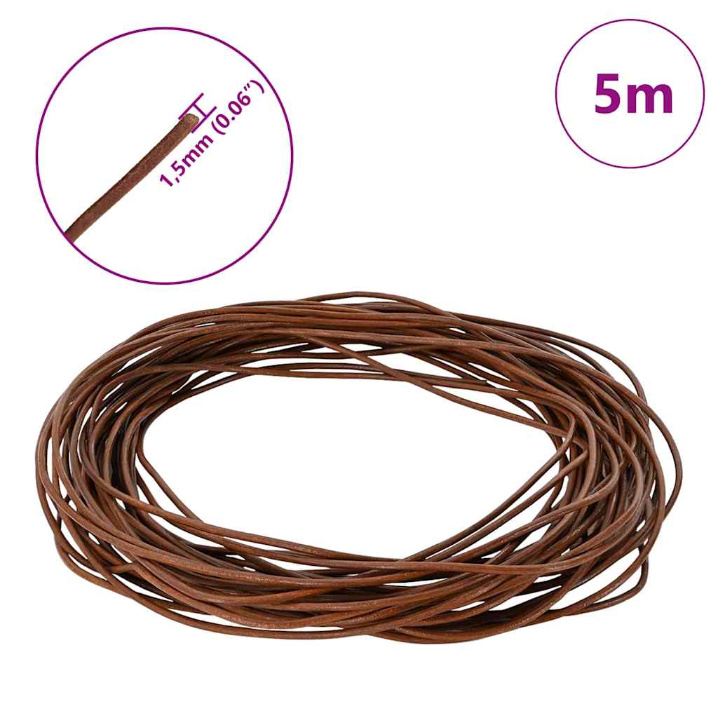 Leather Cord Light Brown Ø1.5 mm x 5 m Leather