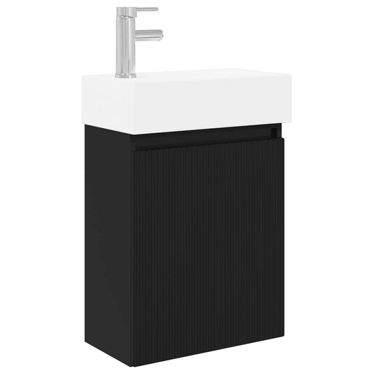 Bathroom Vanity Unit with Tap Black 45.5 x 22.5 x 84 cm Bathroom Vanity Unit with Tap Black 45.5 x 22.5 x 84 cm