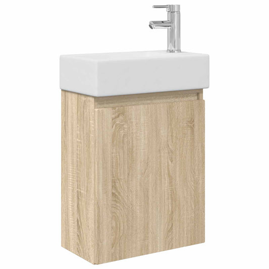 Bathroom Vanity Unit with Tap Sonoma Oak 45.5 x 22.5 x 84 cm Bathroom Vanity Unit with Tap Sonoma Oak 45.5 x 22.5 x 84 cm