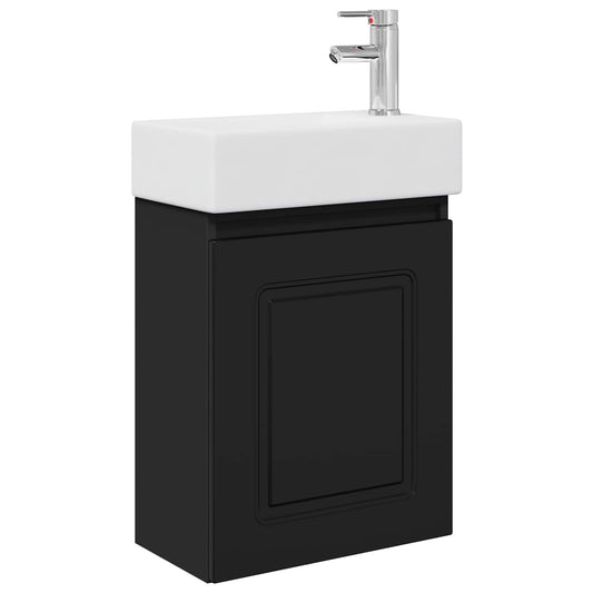 Bathroom Vanity Unit with Tap Black 45.5 x 22.5 x 84 cm Bathroom Vanity Unit with Tap Black 45.5 x 22.5 x 84 cm