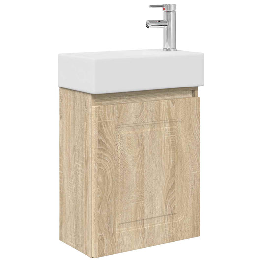 Bathroom Vanity Unit with Tap Sonoma Oak 45.5 x 22.5 x 84 cm Bathroom Vanity Unit with Tap Sonoma Oak 45.5 x 22.5 x 84 cm