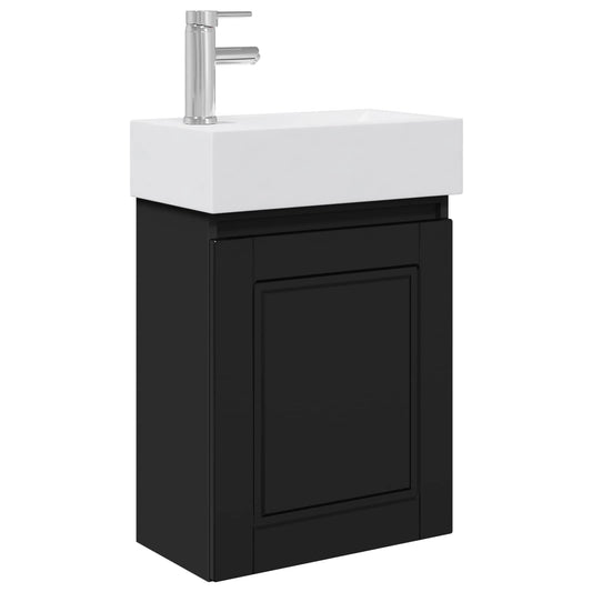Bathroom Vanity Unit with Tap Black 45.5 x 22.5 x 84 cm Bathroom Vanity Unit with Tap Black 45.5 x 22.5 x 84 cm