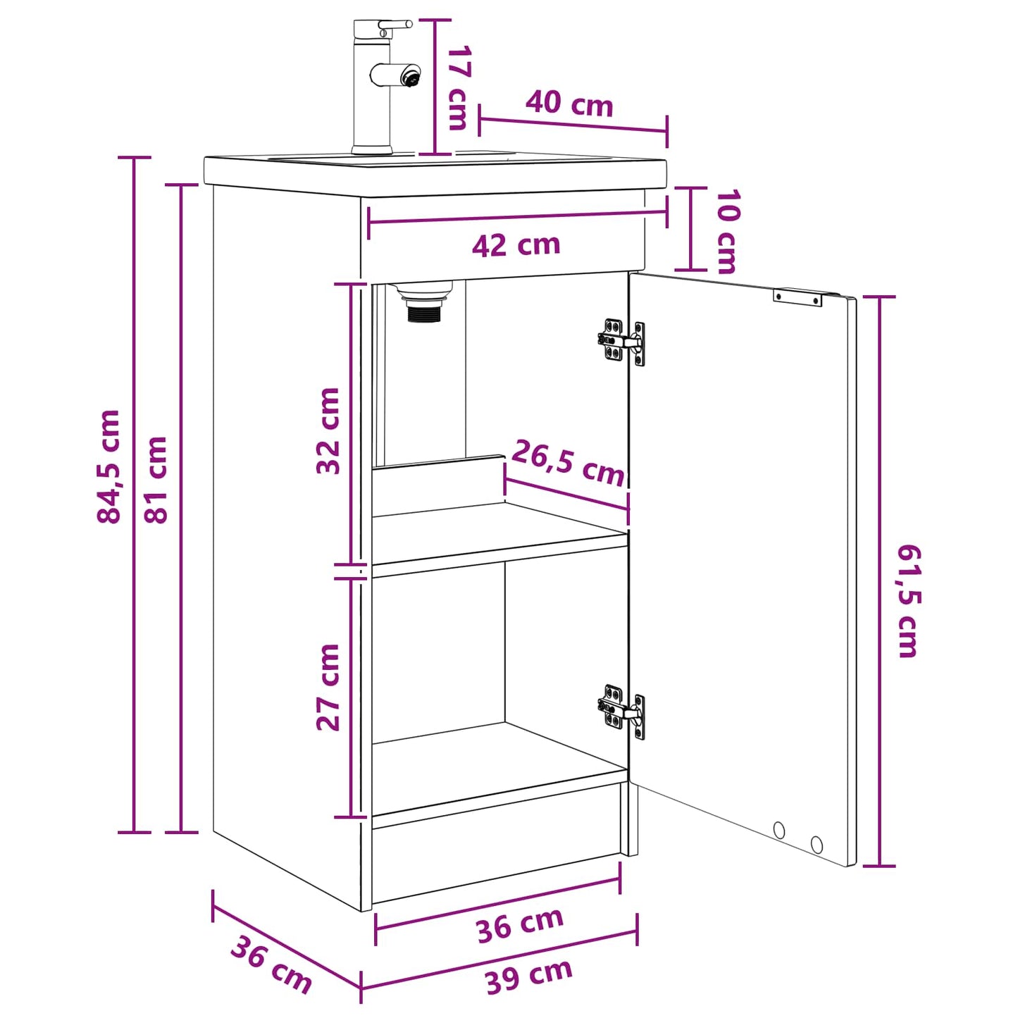 Bathroom Vanity with Sink Concrete Grey 42 x 40 x 84.5 cm