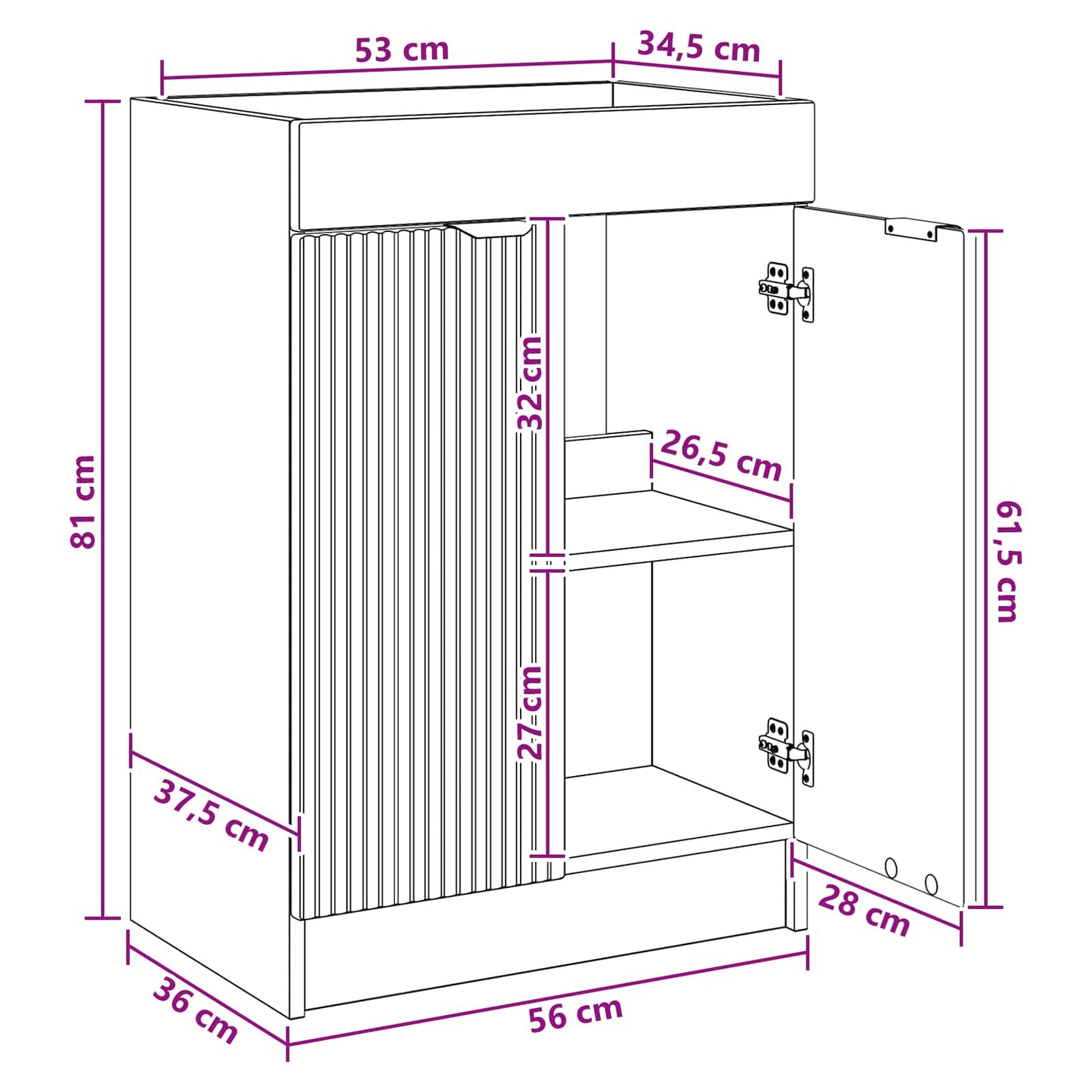 Bathroom under Sink Cabinet Grey Sonoma 56 x 37.5 x 81 cm