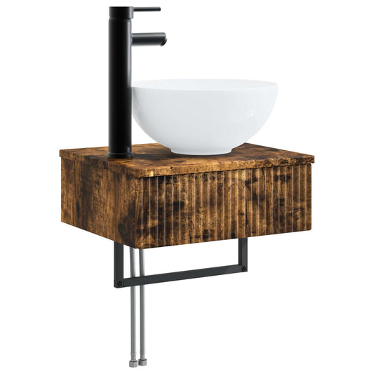 Wall-Mounted Wash Basin Smoked Oak 40 x 35 x 39 cm Wall-Mounted Wash Basin Smoked Oak 40 x 35 x 39 cm