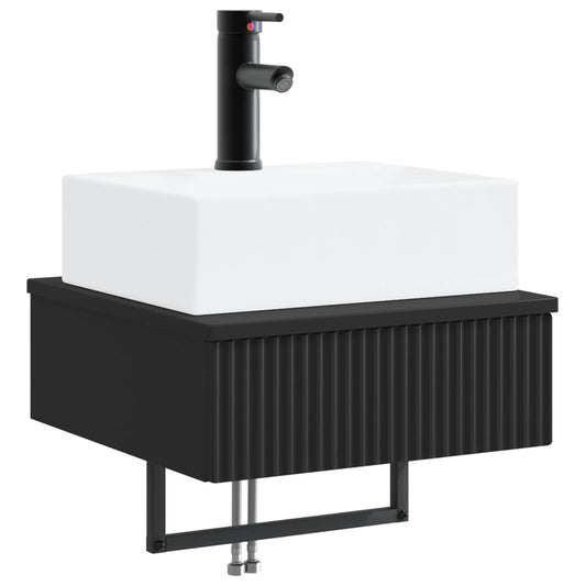 Wall-Mounted Wash Basin Black 40 x 41 x 39 cm Engineered Wood Wall-Mounted Wash Basin Black 40 x 41 x 39 cm Engineered Wood