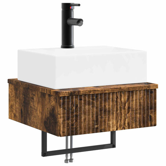 Wall-Mounted Wash Basin Smoked Oak 40 x 41 x 39 cm Wall-Mounted Wash Basin Smoked Oak 40 x 41 x 39 cm