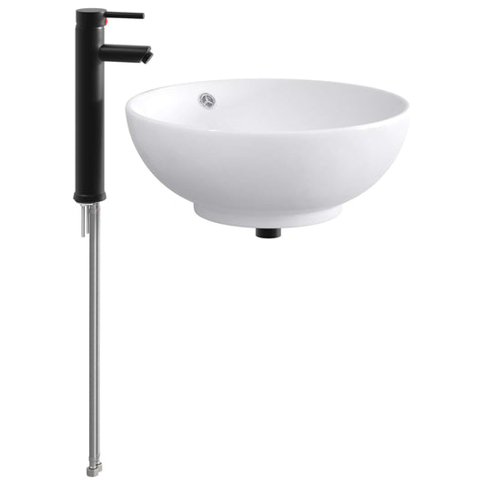 Bathroom Sink with Faucet and Drain Matte Black 44 x 44 x 16 cm Bathroom Sink with Faucet and Drain Matte Black 44 x 44 x 16 cm