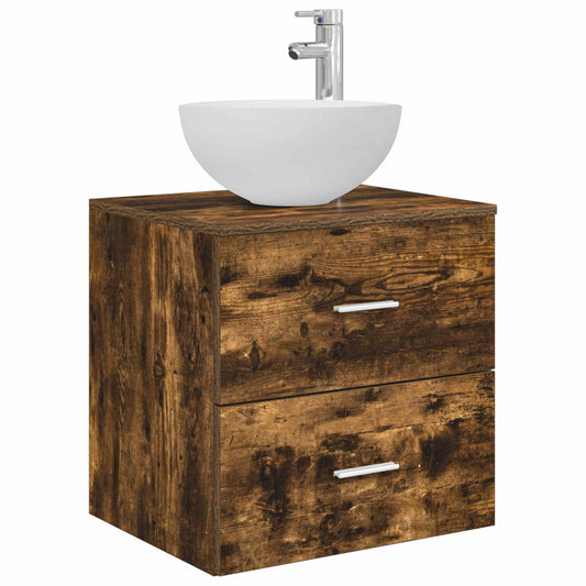 Wall-Mounted Sink Vanity Smoked Oak 49.5 x 35 x 63 cm Wall-Mounted Sink Vanity Smoked Oak 49.5 x 35 x 63 cm