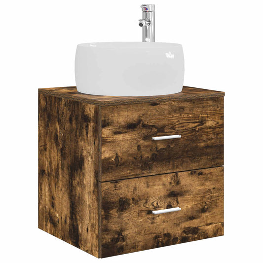 Wall-Mounted Sink Vanity Smoked Oak 49.5 x 44.5 x 66 cm Wall-Mounted Sink Vanity Smoked Oak 49.5 x 44.5 x 66 cm
