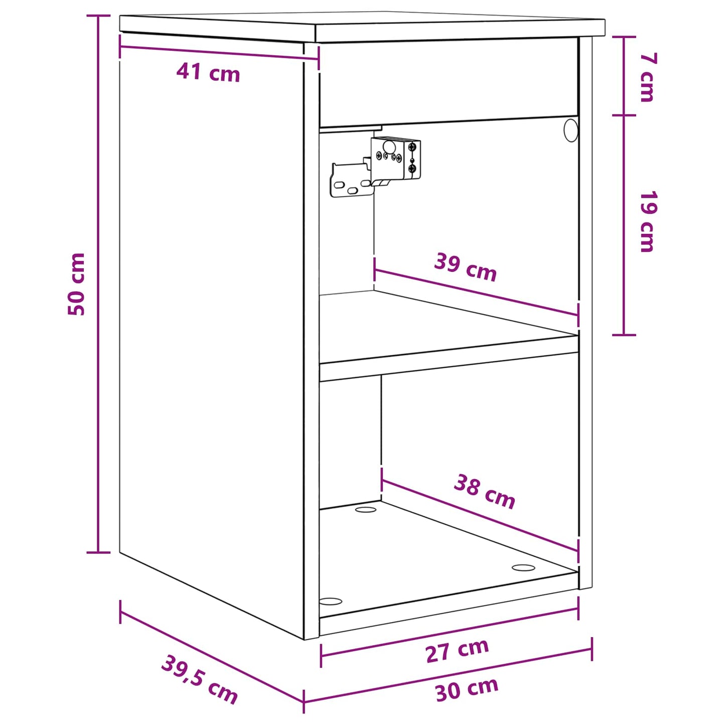 Bathroom Cabinet In-between Grey Sonoma 30 x 35 x 50 cm