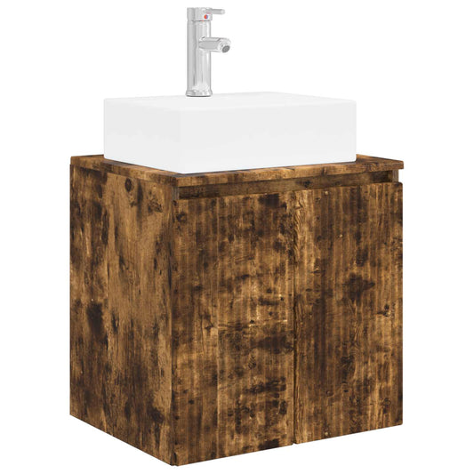 Wall-Mounted Sink Vanity Smoked Oak 49.5 x 41 x 62.5 cm Wall-Mounted Sink Vanity Smoked Oak 49.5 x 41 x 62.5 cm