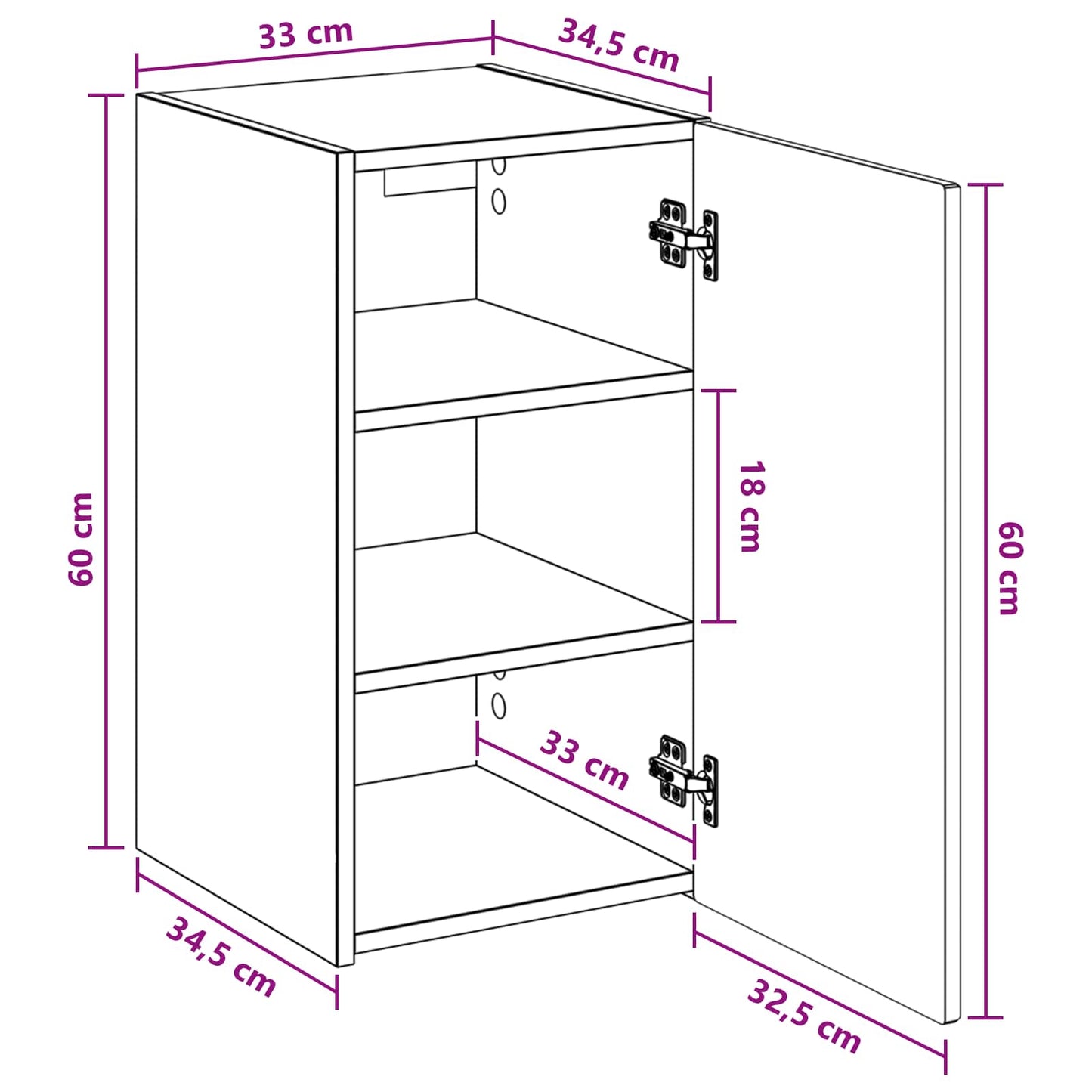 Wall-mounted Bathroom Cabinet Grey Sonoma 33 x 34.5 x 60 cm