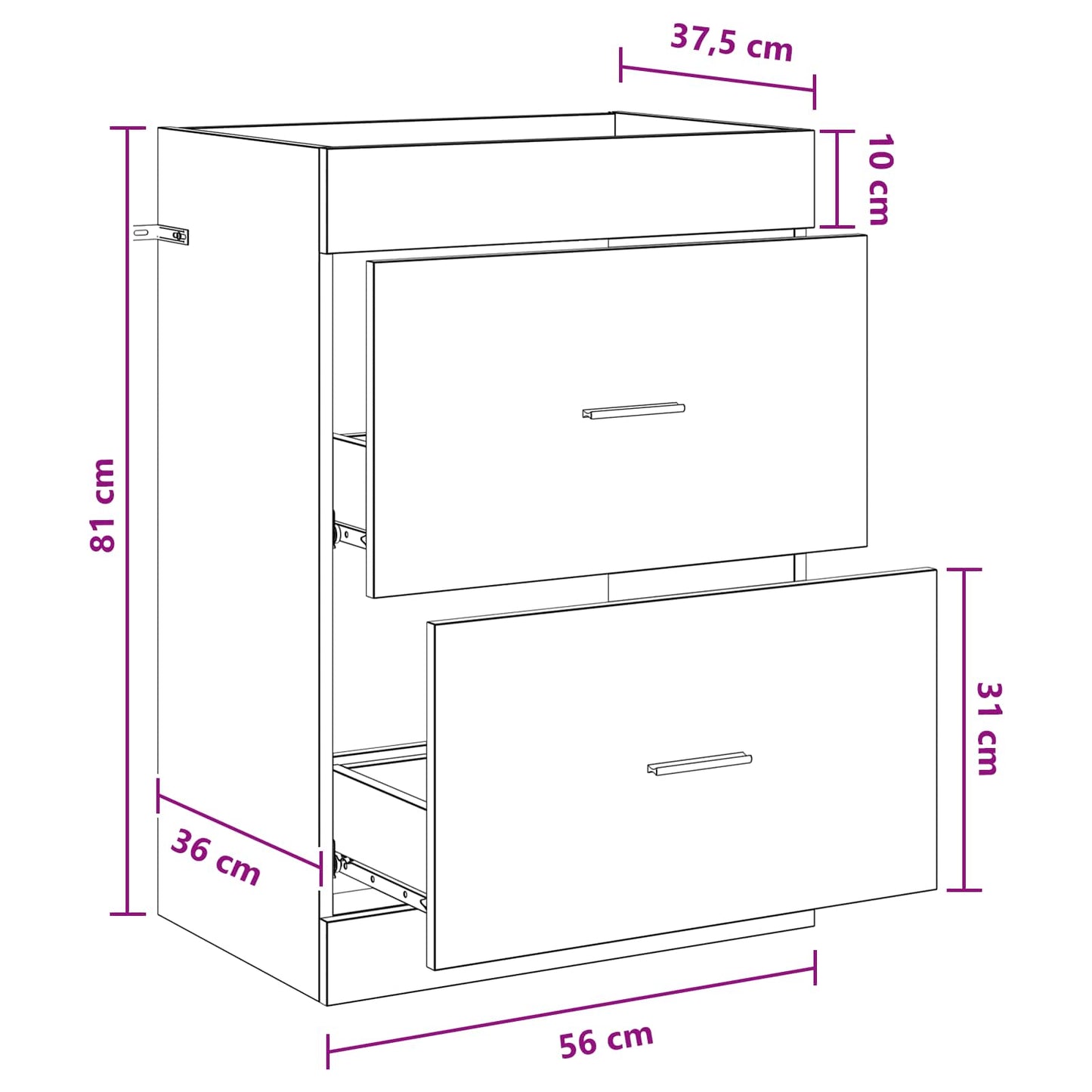 Bathroom Under Sink Cabinet Old Wood 56 x 37.5 x 81 cm