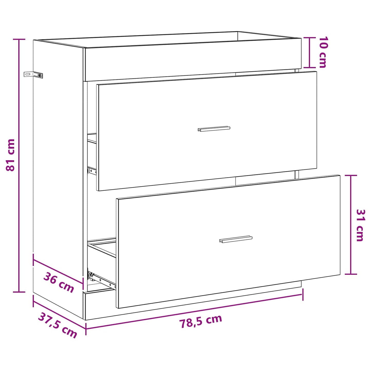 Bathroom Under Sink Cabinet Concrete Grey 78.5 x 37.5 x 81 cm