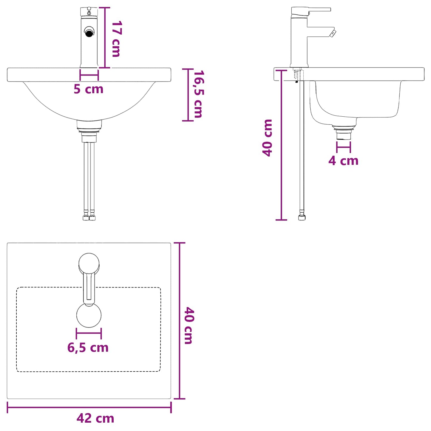 Bathroom Vanity with Sink Artisan Oak 42 x 40 x 84.5 cm