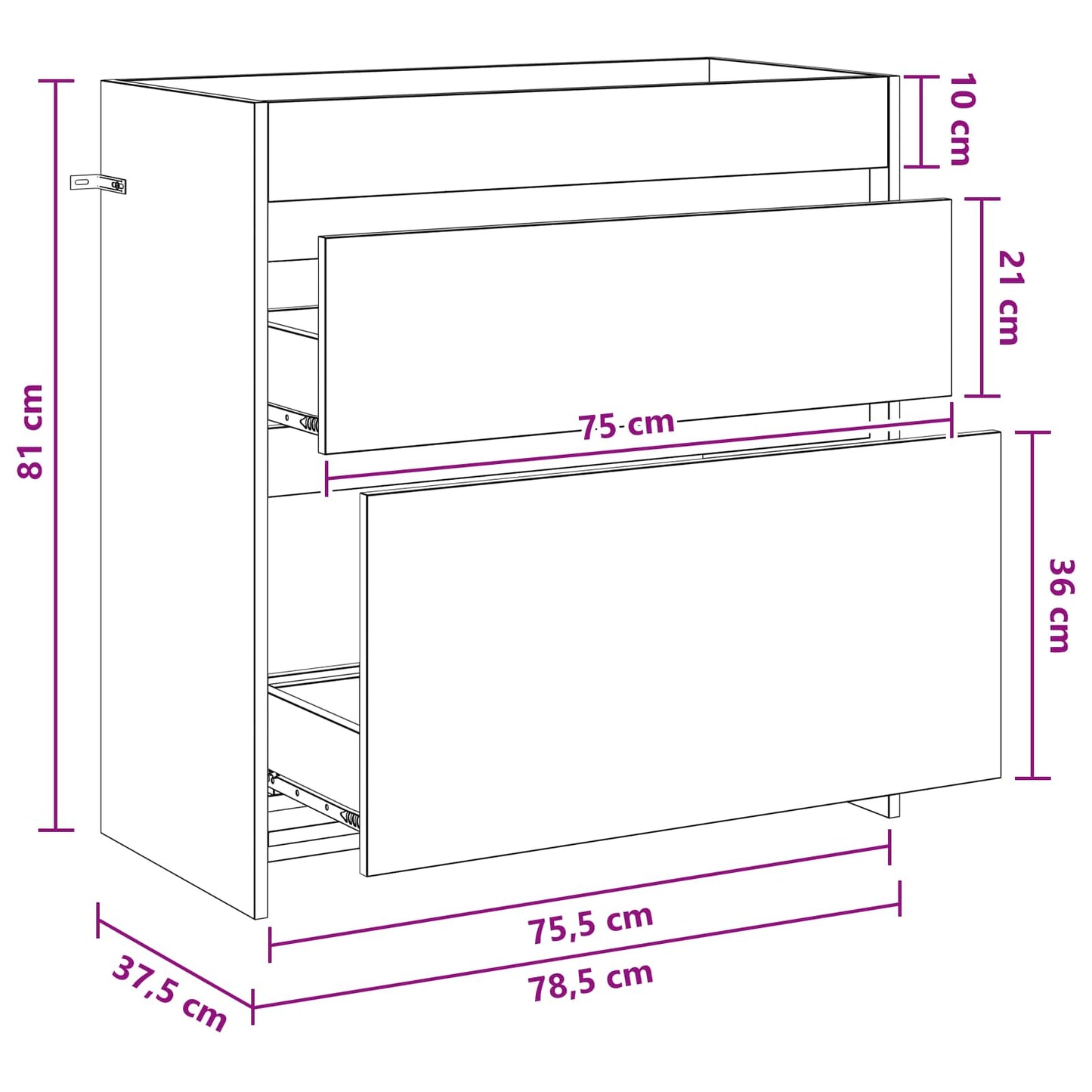 Bathroom Under Sink Cabinet Smoked Oak 78.5 x 37.5 x 81 cm