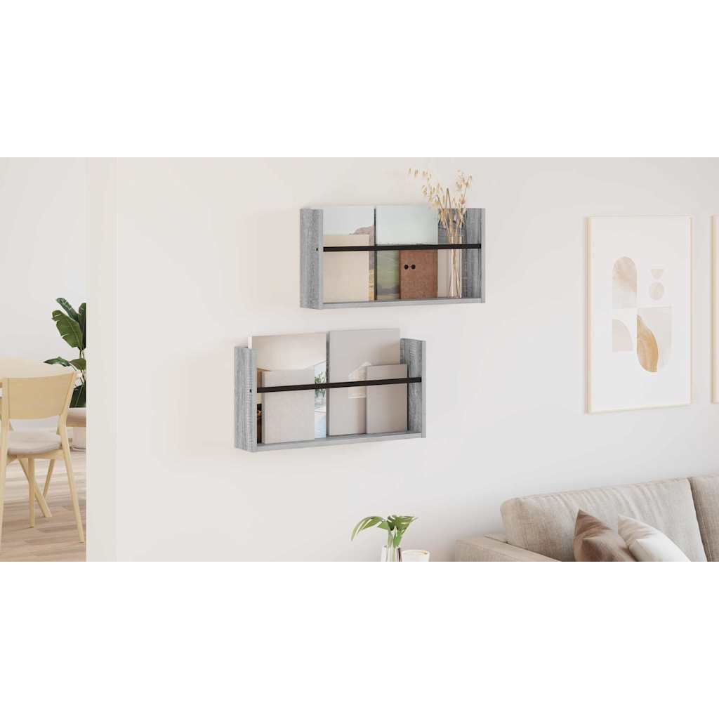 Magazine Rack 2 pcs Grey Sonoma 60 x 12 x 30 cm Engineered Wood