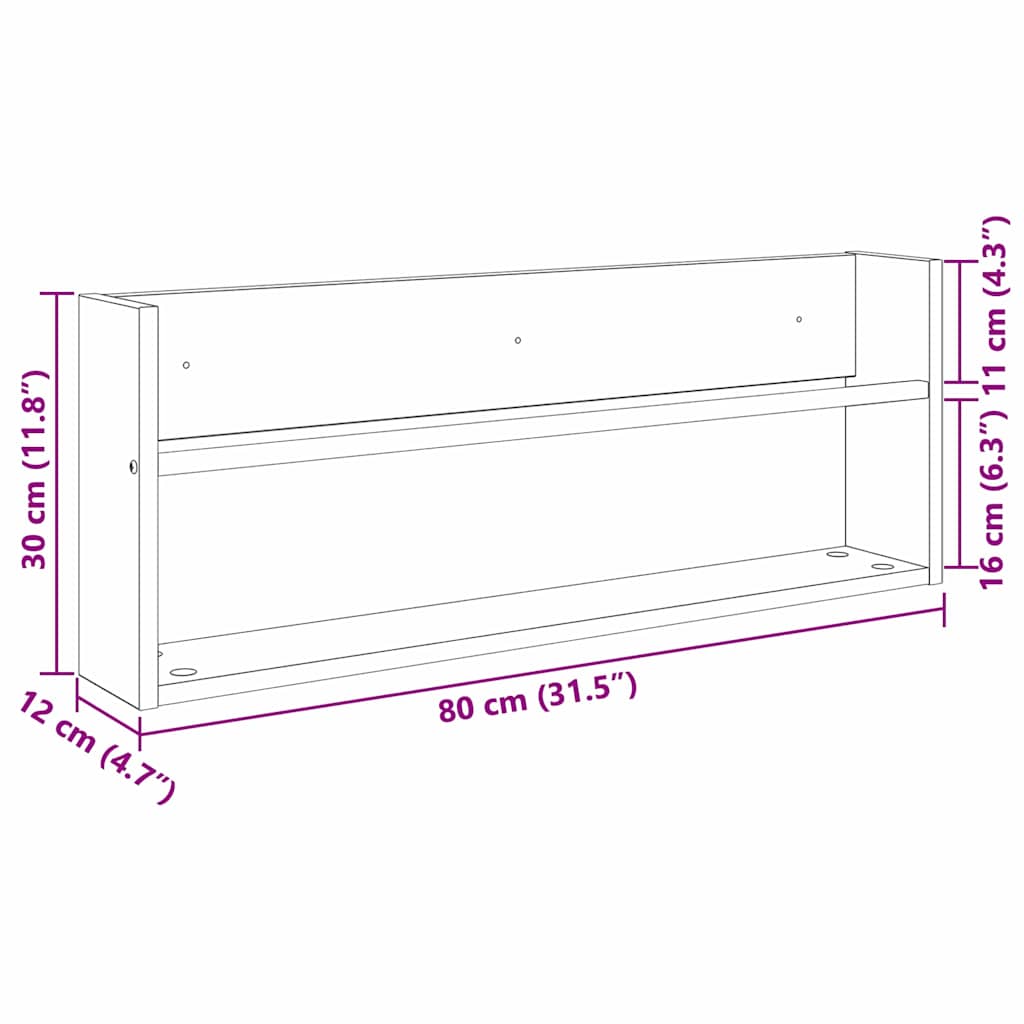 Magazine Rack 2 pcs Smoked Oak 80 x 12 x 30 cm Engineered Wood