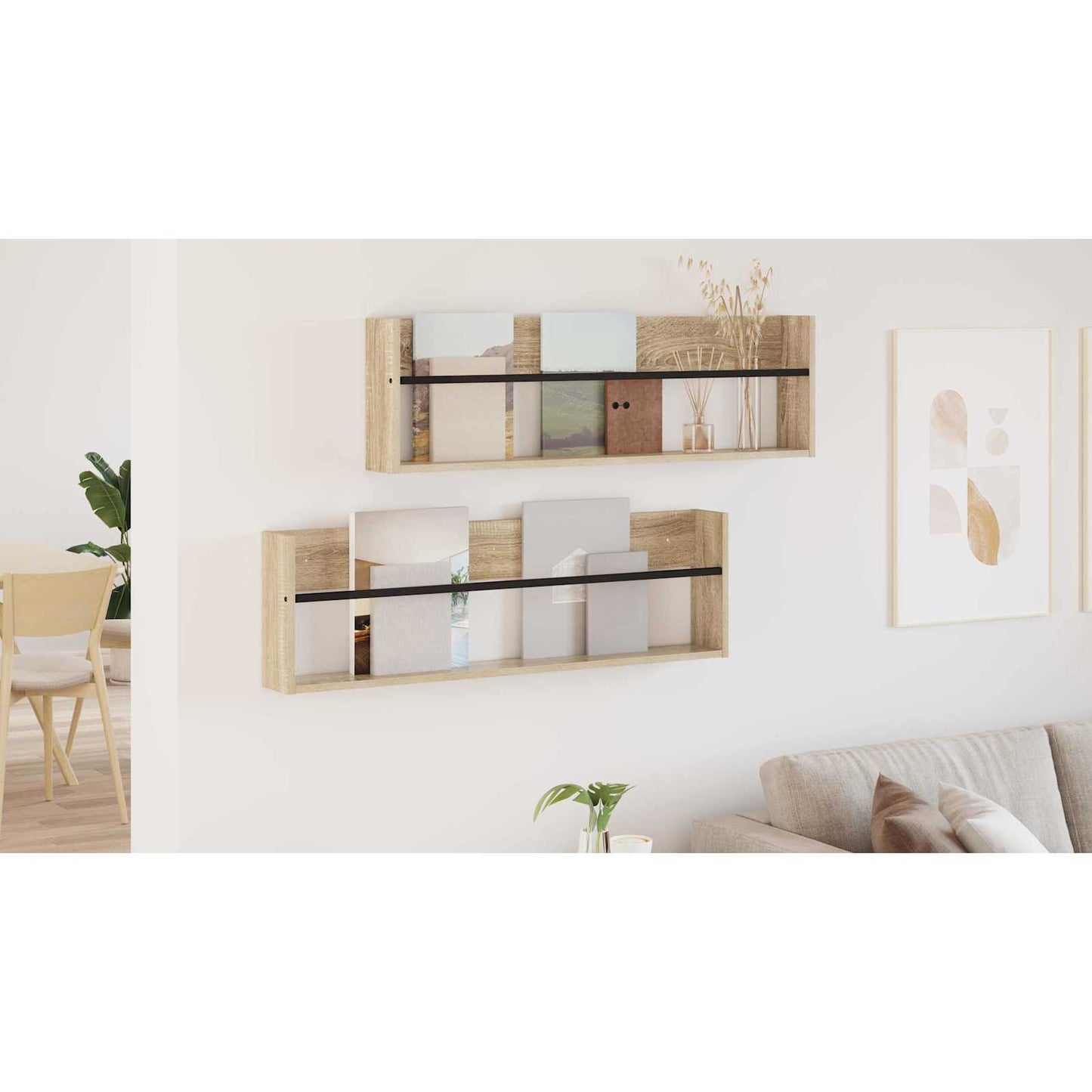 Magazine Rack 2 pcs Sonoma Oak 100 x 12 x 30 cm Engineered Wood