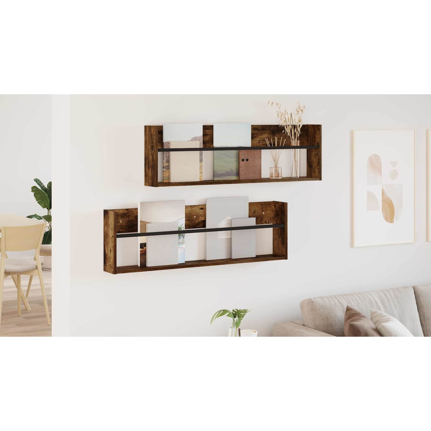 Magazine Rack 2 pcs Smoked Oak 100 x 12 x 30 cm Engineered Wood