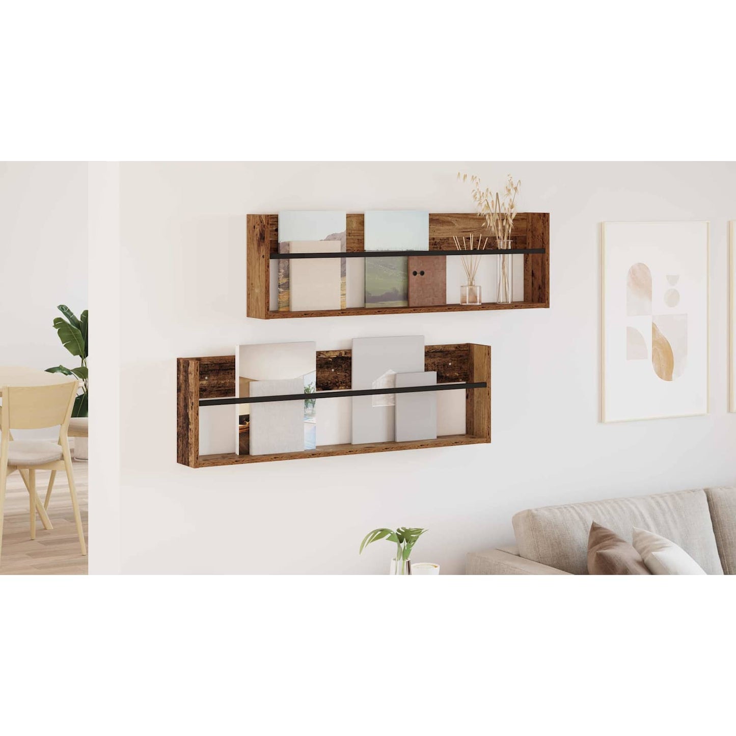 Magazine Rack 2 pcs Old Wood 100 x 12 x 30 cm Engineered Wood