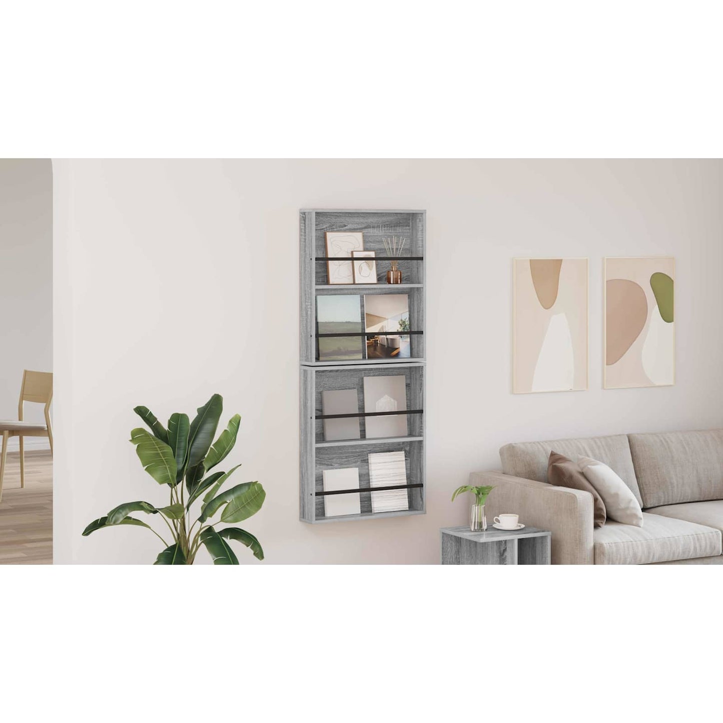 Magazine Rack 2 pcs Grey Sonoma 60 x 12 x 70 cm Engineered Wood