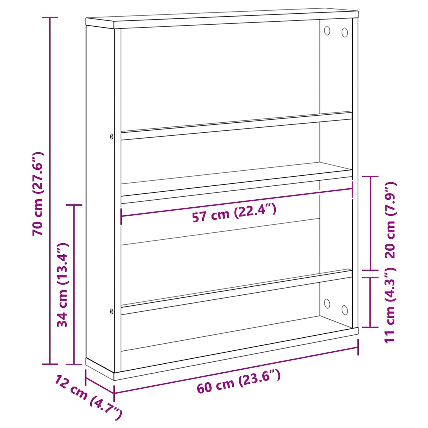 Magazine Rack Artisan Oak 60 x 12 x 70 cm Engineered Wood