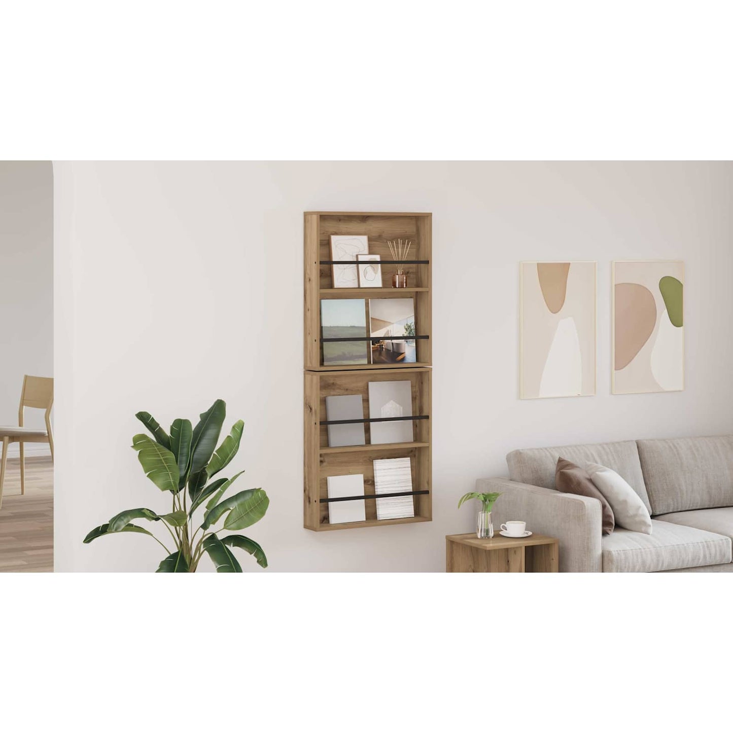 Magazine Rack 2 pcs Artisan Oak 60 x 12 x 70 cm Engineered Wood