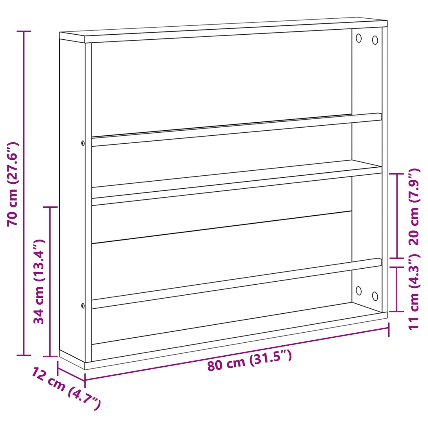 Magazine Rack 2 pcs Artisan Oak 80 x 12 x 70 cm Engineered Wood