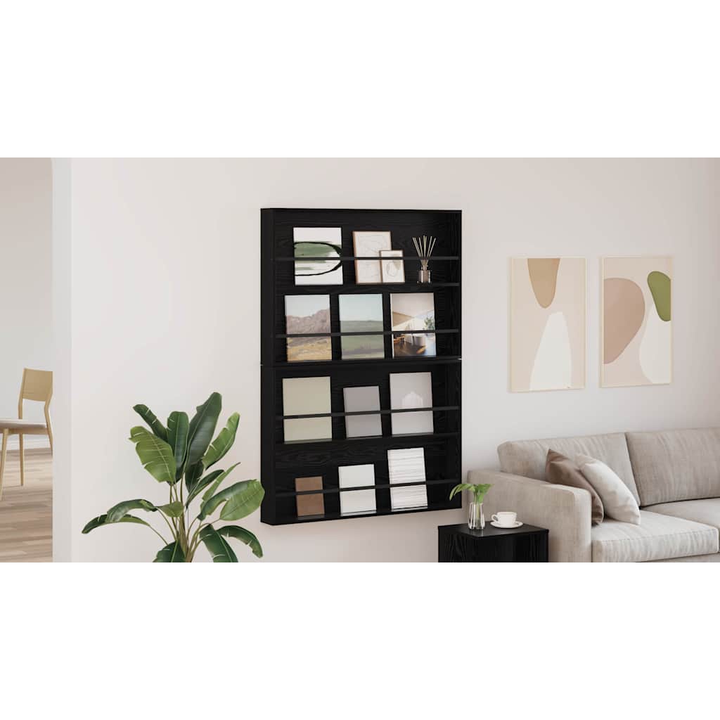 Magazine Rack 2 pcs Black Oak 100 x 12 x 70 cm Engineered Wood