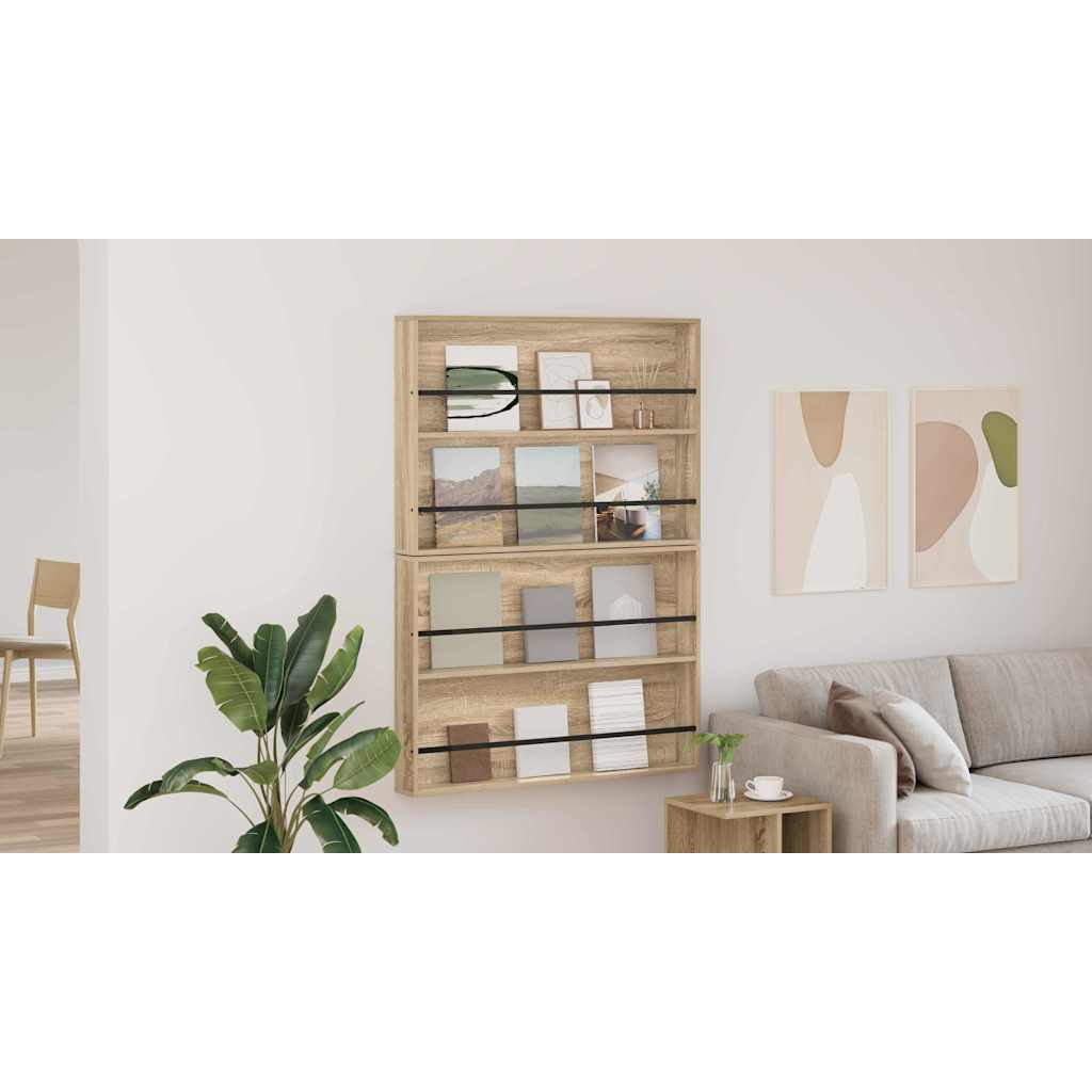 Magazine Rack 2 pcs Sonoma Oak 100 x 12 x 70 cm Engineered Wood