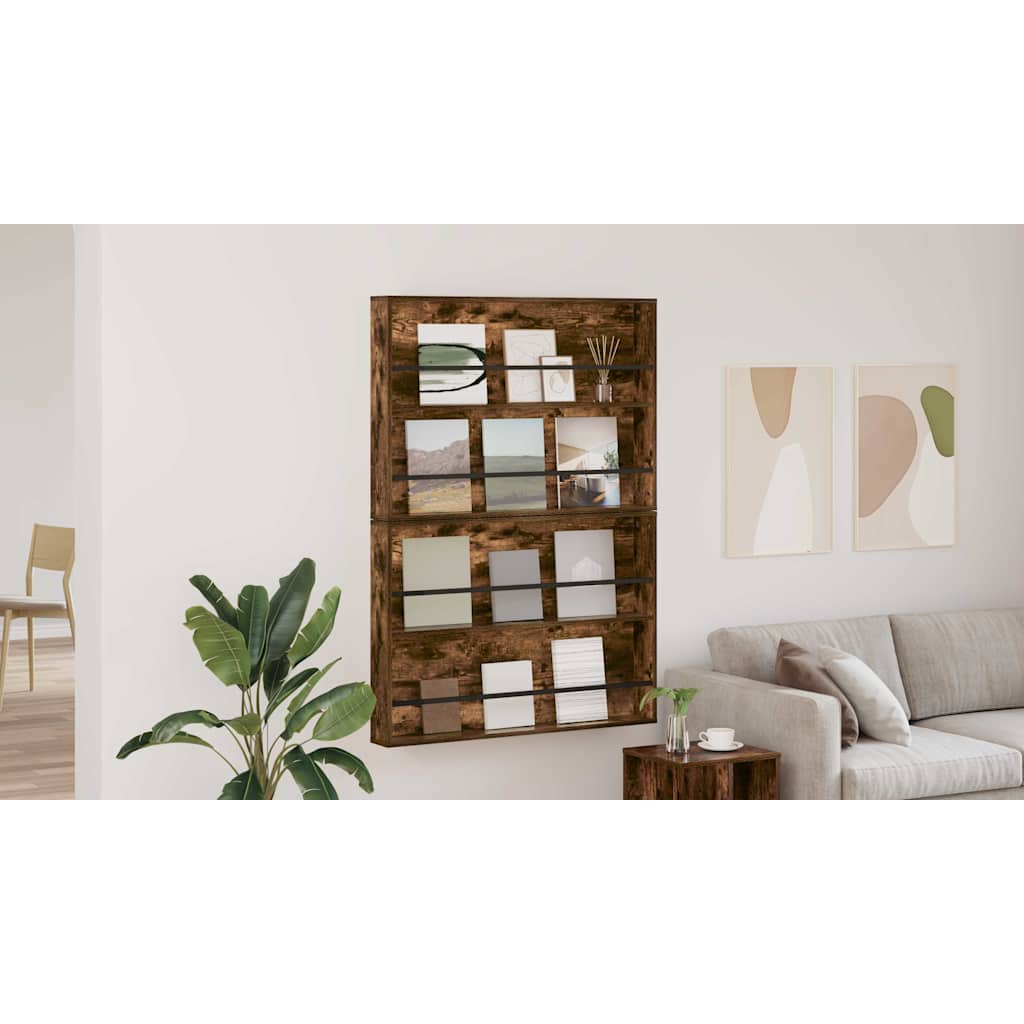 Magazine Rack 2 pcs Smoked Oak 100 x 12 x 70 cm Engineered Wood