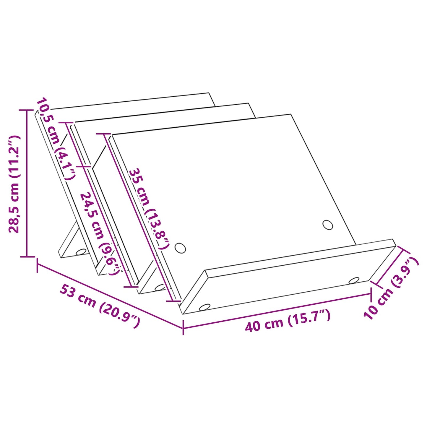 Magazine Rack Grey Sonoma 53 x 40 x 28.5 cm Engineered Wood