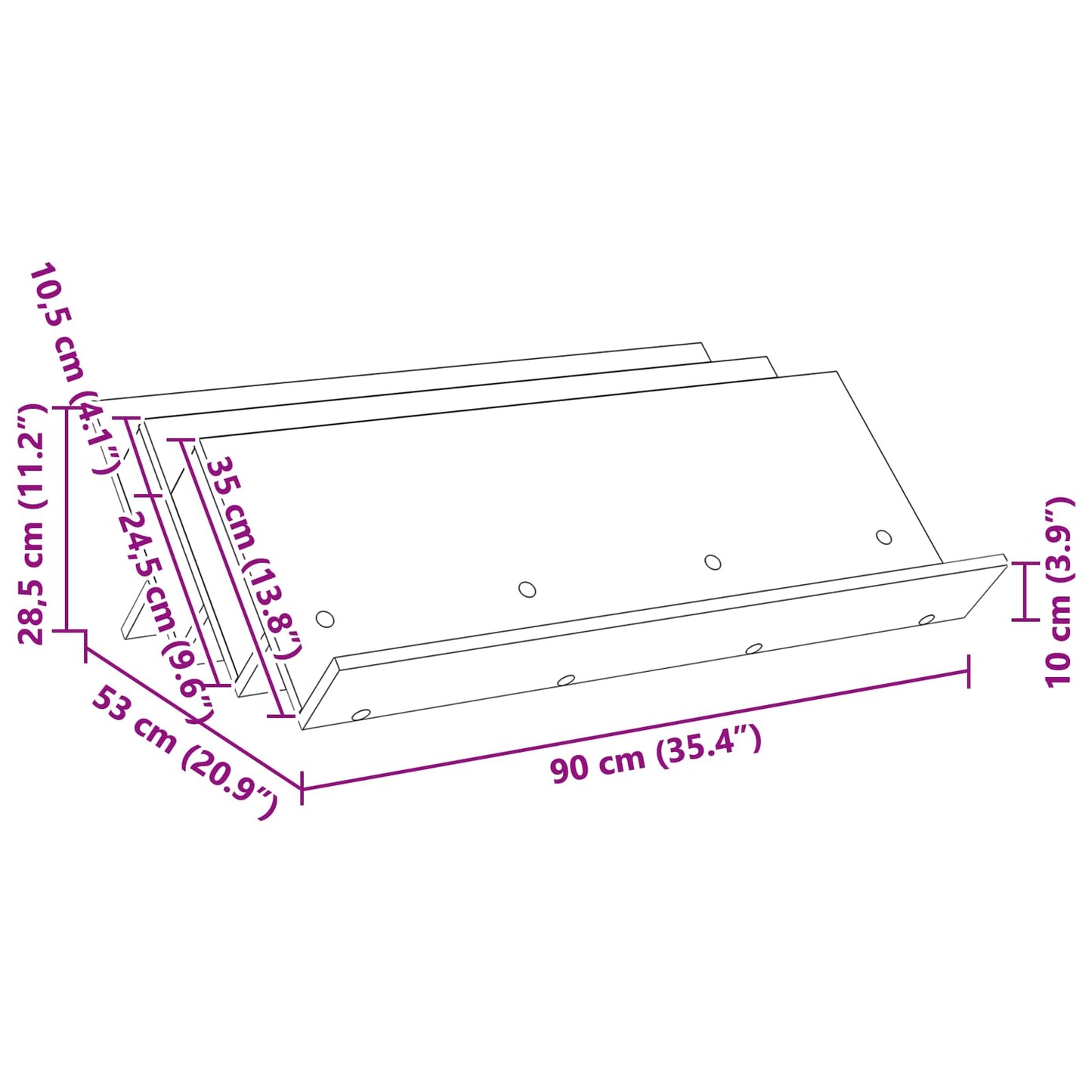 Magazine Rack White 90 x 53 x 28.5 cm Engineered Wood