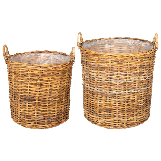 Planter Basket GENDT 2 pcs Natural Brown Kubu Rattan Planter Basket GENDT 2 pcs Natural Brown Kubu Rattan