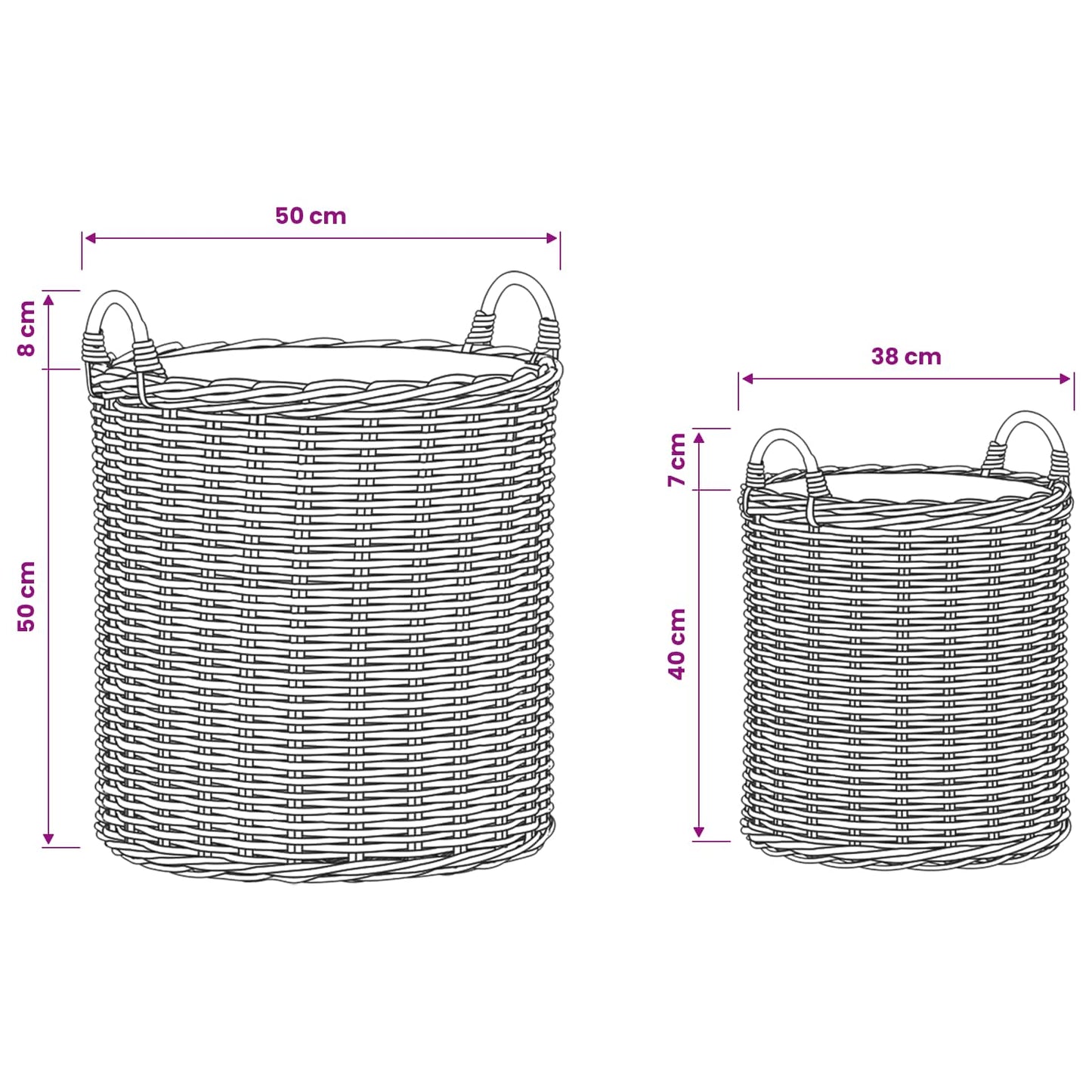 Planter Basket GENDT 2 pcs Natural Brown Kubu Rattan