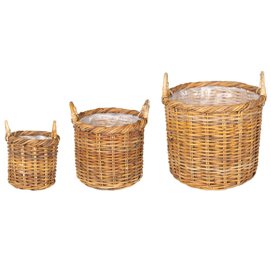 Planter Basket GENDT 3 pcs Natural Brown Kubu Rattan Planter Basket GENDT 3 pcs Natural Brown Kubu Rattan